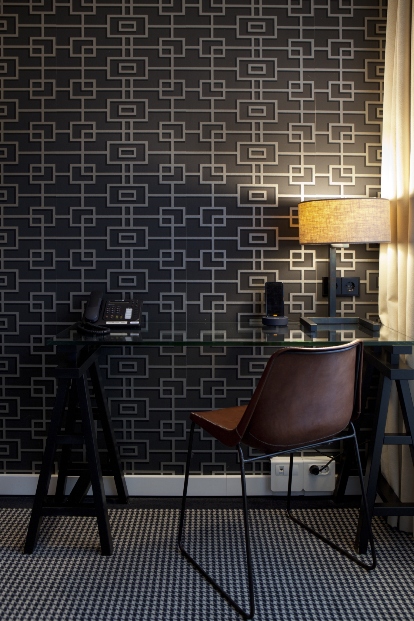Desk in a hotel room