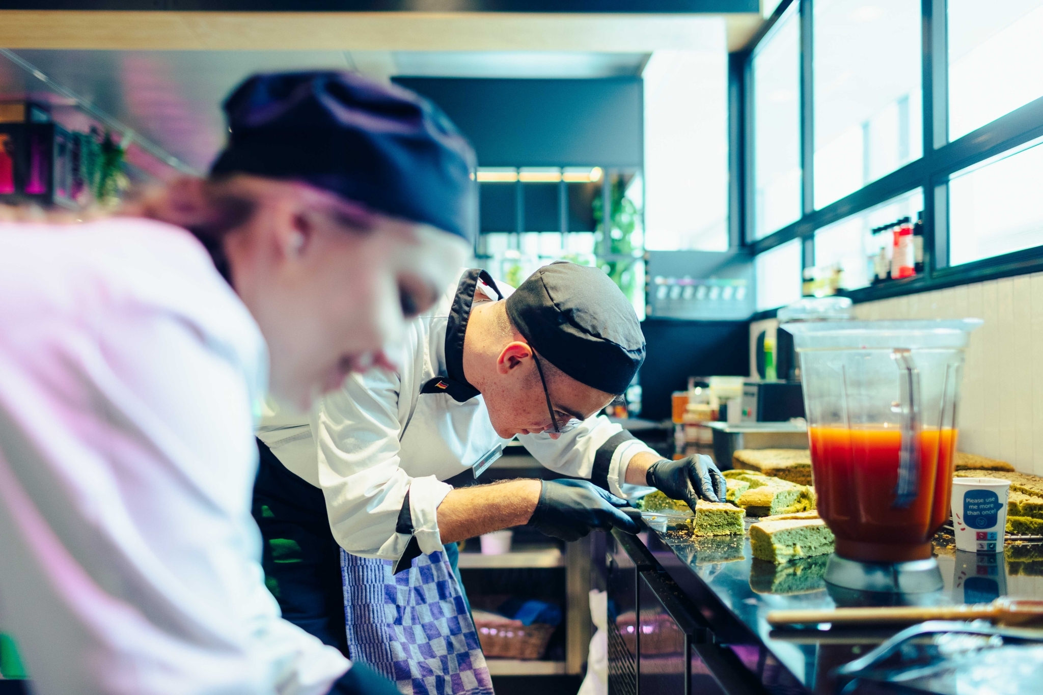 Students during their practical education course in the kitchen